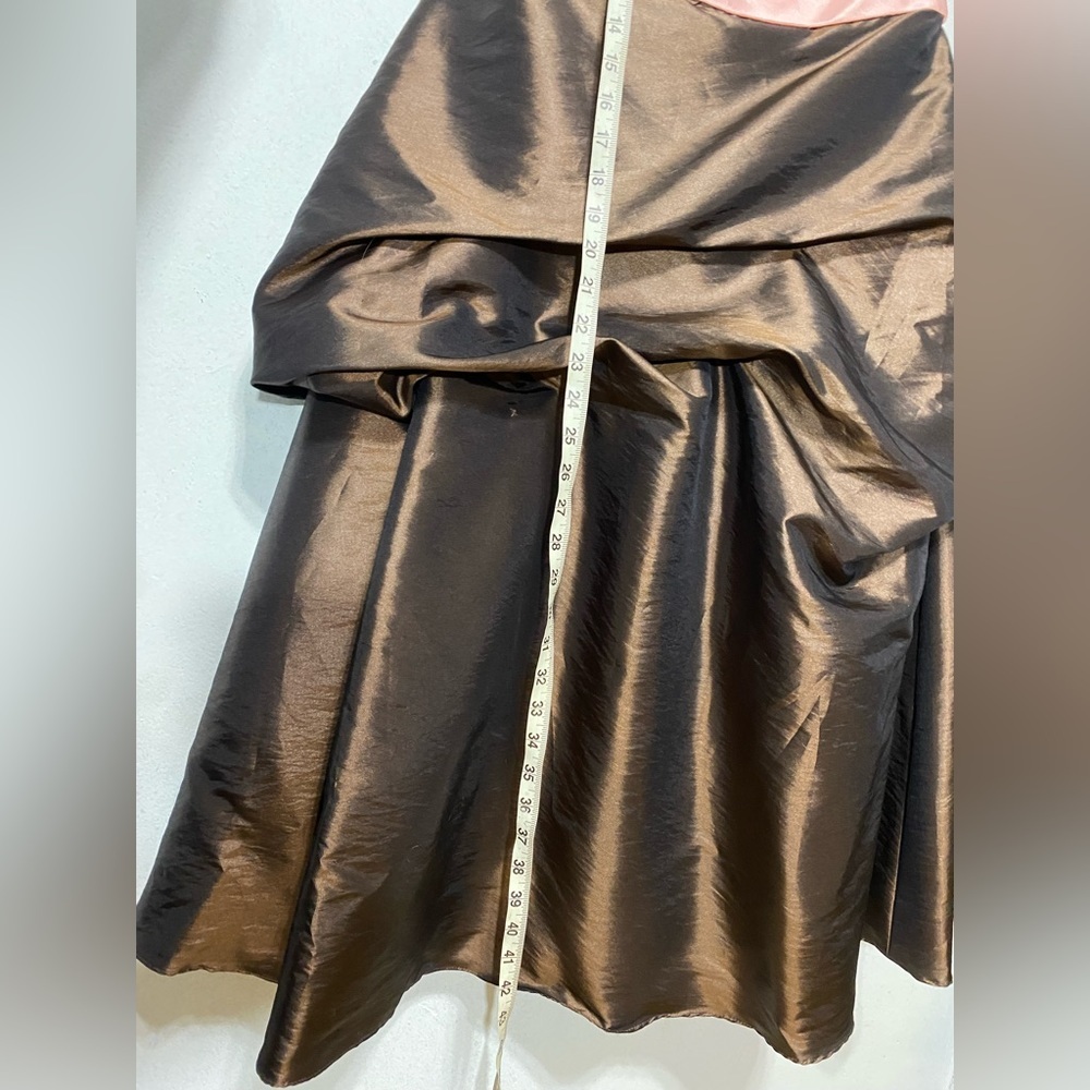 Bill Levkoff Y2K Chocolate Brown Pink Bubble Hem Bridesmaid Dress Size 12 - Picture 13 of 13
